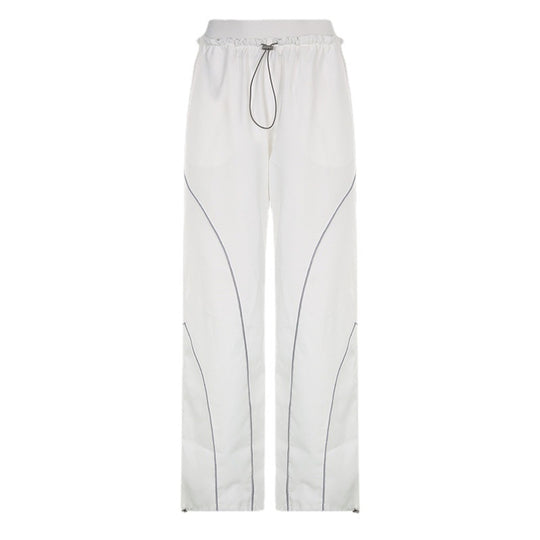 Damen nan weite Trackhose mit Tunnelzugbund, Kontrastnaht-Design und verstellbaren Saumkordeln Shop Nory