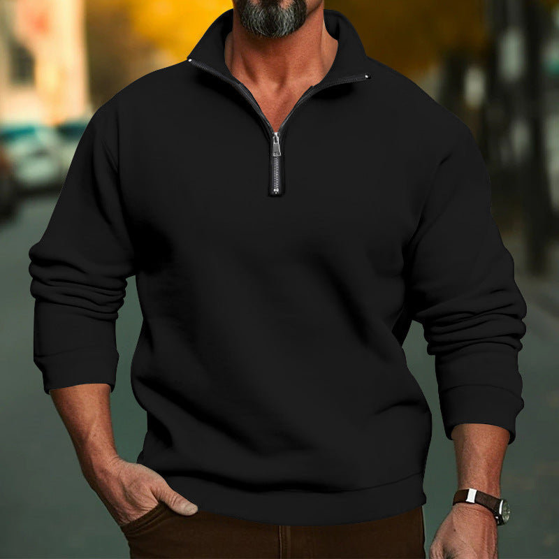 Herren Sweatshirt mit halblangem Reißverschluss und weichem Innenfutter