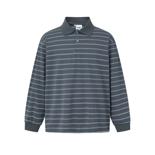 Herren Langarm-Poloshirt im Oversize‑Schnitt mit feinen Streifen und Rippkragen Shop Nory