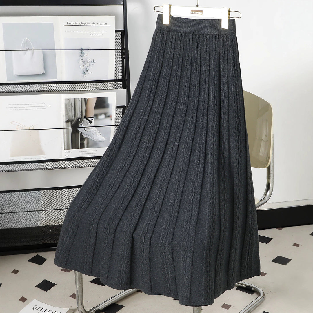 Damen Plissierter Maxirock mit grafischem Zopfmuster Shop Nory