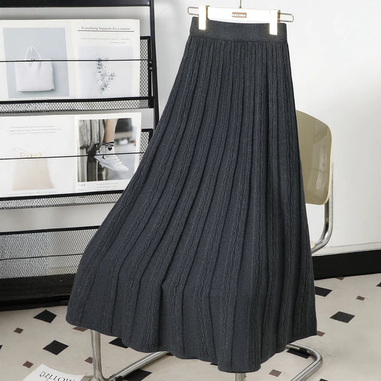 Damen Plissierter Maxirock mit grafischem Zopfmuster Shop Nory