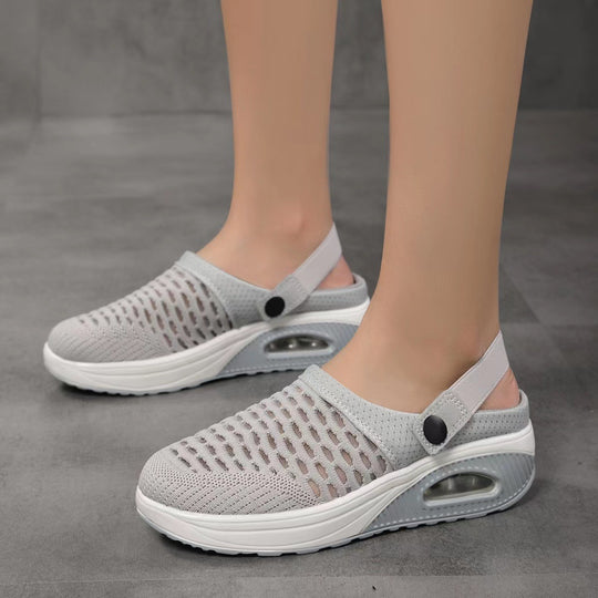 Damen luftgepolsterte Strick-Clogs mit verstellbarem Fersenriemen Shop Nory