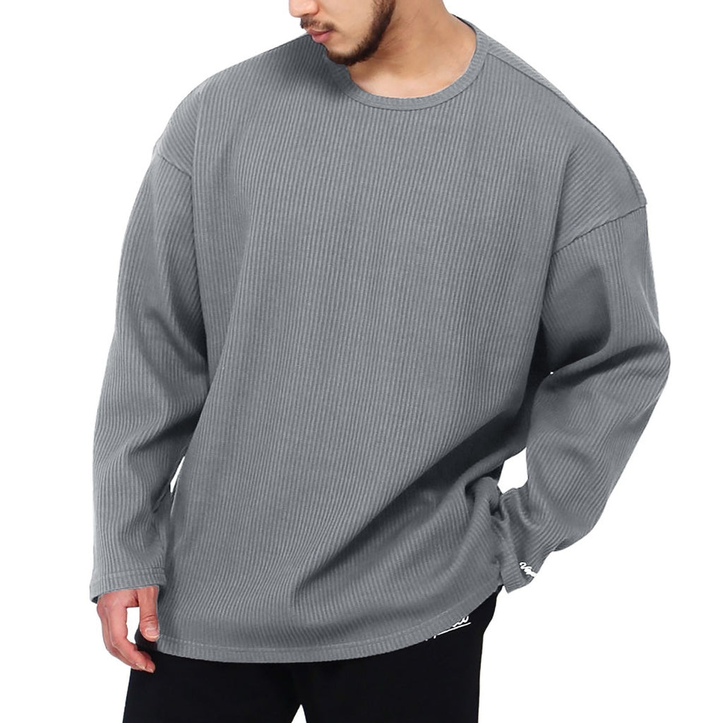 Herren Langarmshirt mit strukturiertem Rippenmuster und modernem Schnitt