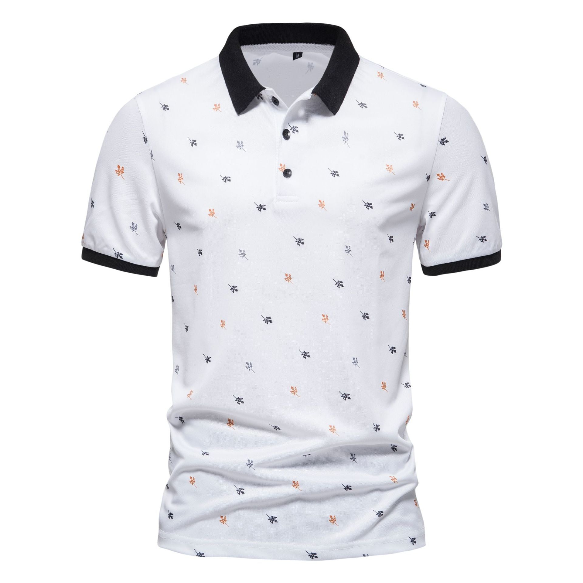 Herren Poloshirt mit einzigartigem Muster und modernem Stehkragen