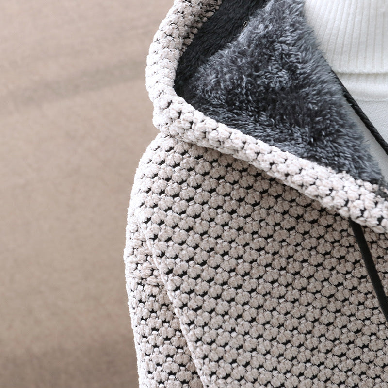 Damen gemütliche Kapuzenjacke mit weichem Innenfutter und innovativem Schnitt