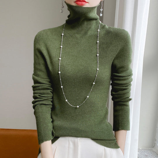 Damen Schmaler Rollkragen-Feinstrickpullover mit elastischer Rippenstruktur und minimalistischer Silhouette Shop Nory