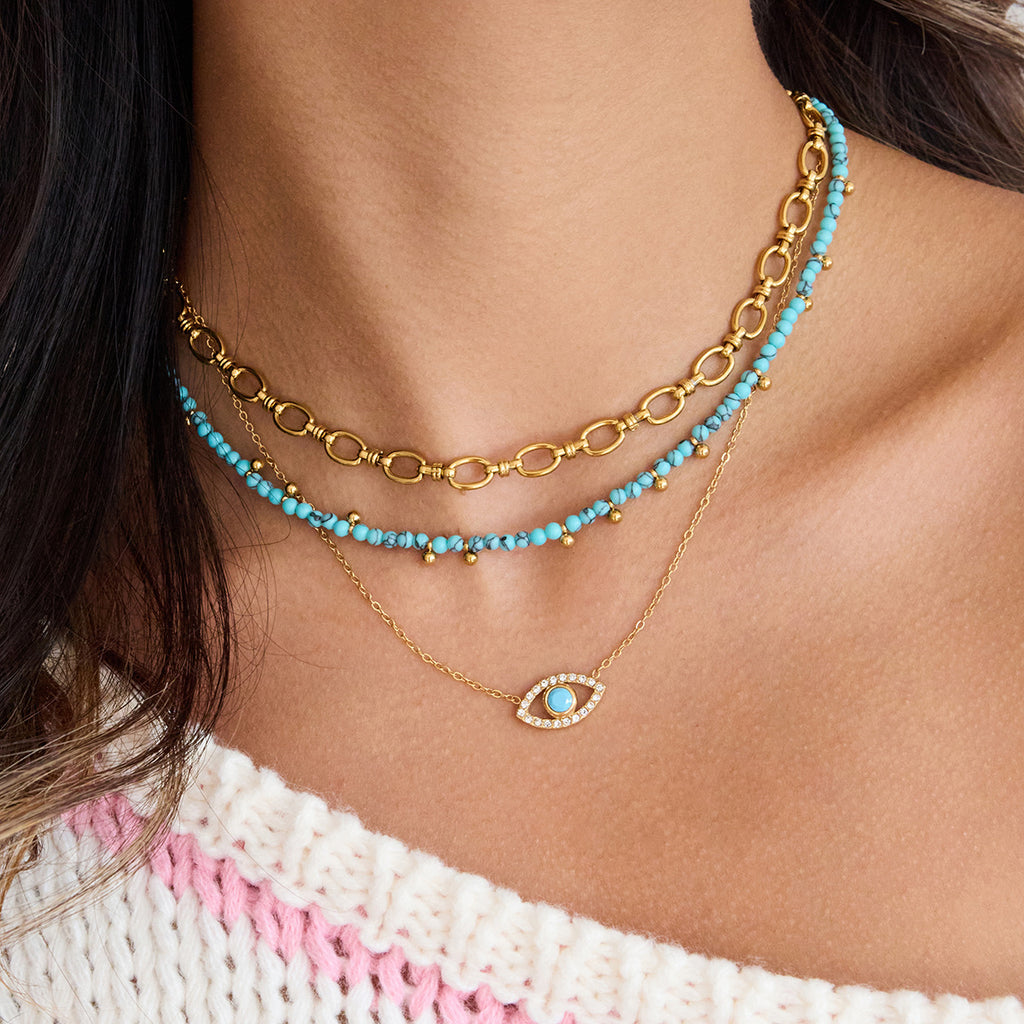 Damen Halskette mit elegantem Auge-Design und hypoallergener Edelstahlverarbeitung Shop Nory
