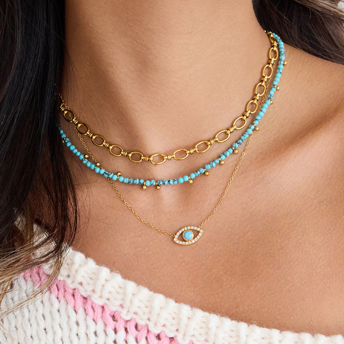 Damen Halskette mit elegantem Auge-Design und hypoallergener Edelstahlverarbeitung Shop Nory