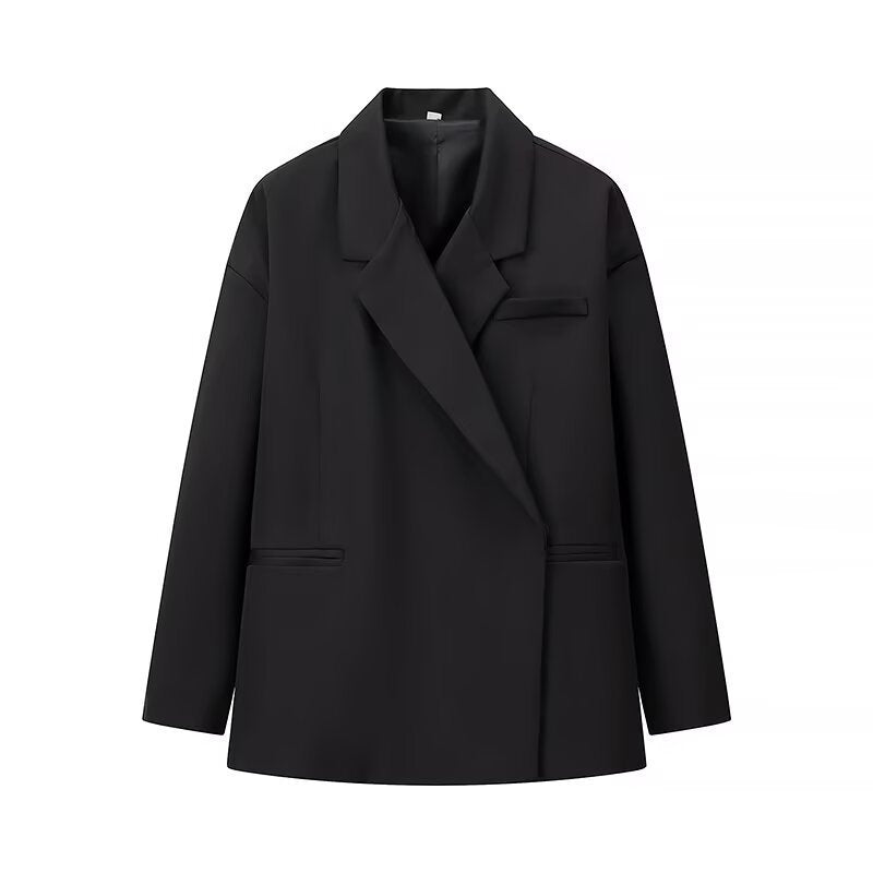 Damen Oversize-Kastenblazer mit schlichten Leistentaschen und weitem Revers Shop Nory
