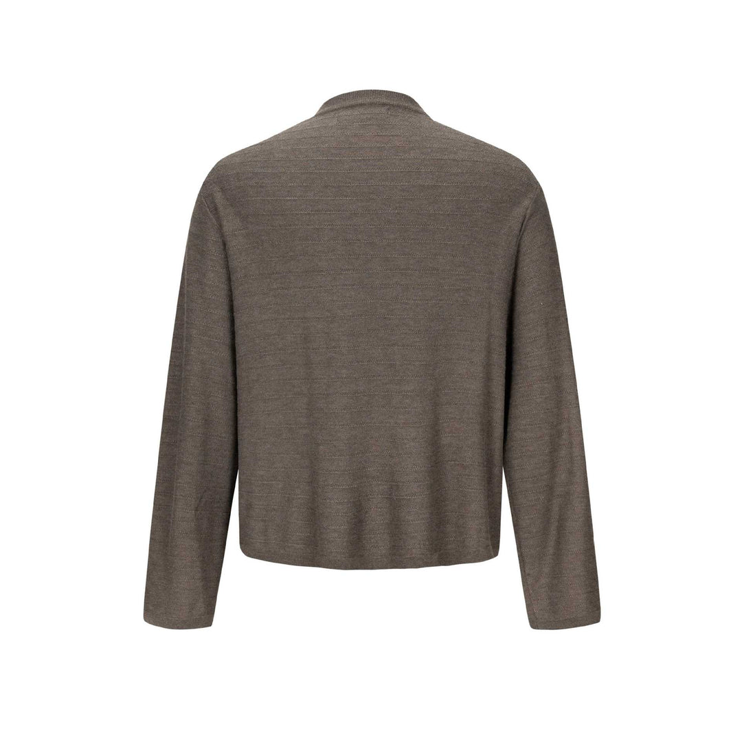 Unisex Feinstrick-Rundhalspullover mit feiner Längsstruktur und geradem Saum Shop Nory