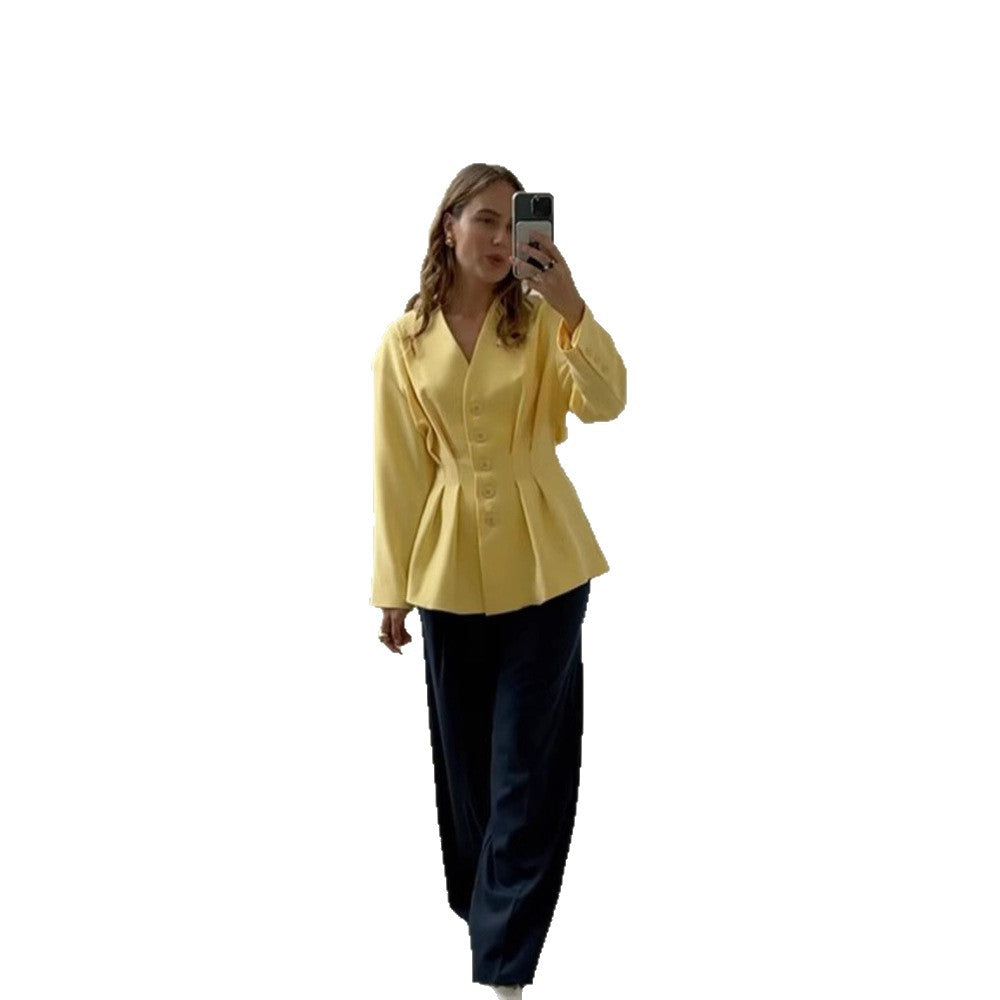 Damen Taillierter Blazer mit Kellerfalten und schwingendem Peplum Shop Nory