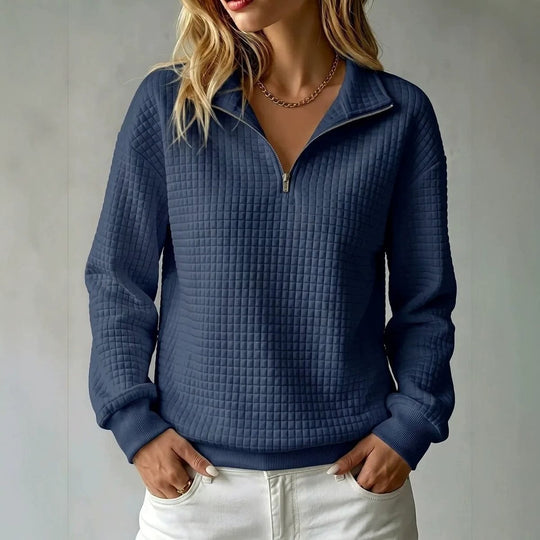 Damen Stepp-Fleece-Pullover mit halbem Reißverschluss und Stehkragen Shop Nory