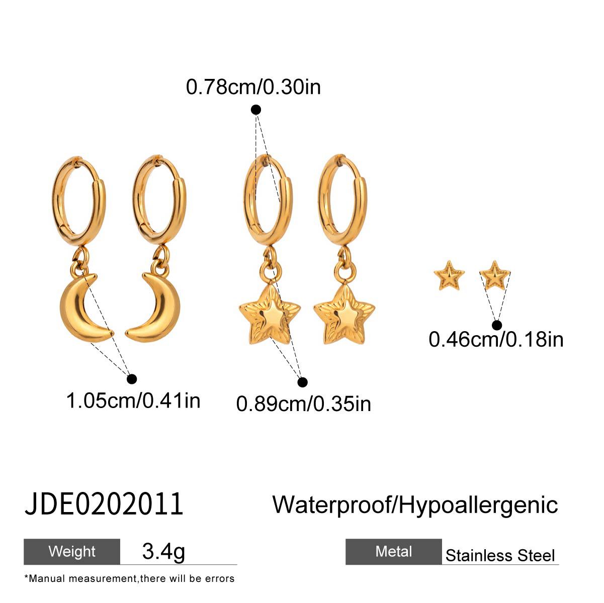 Damen Ohrhänger mit funkelndem Stern- und Monddesign aus hypoallergenem Edelstahl Shop Nory