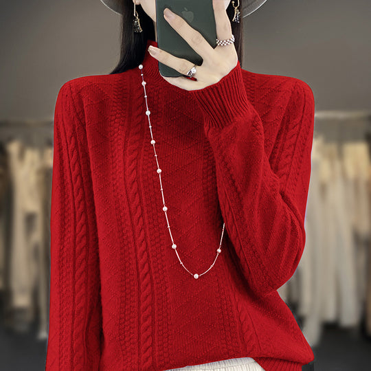 Damen Weicher Zopfstrick-Mockneck-Pullover mit leichtem Mohair-Effekt Shop Nory