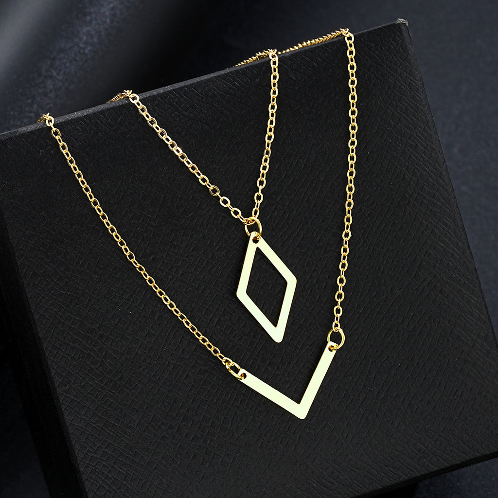 Damen mehrlagige Halskette mit geometrischen Anhängern Shop Nory