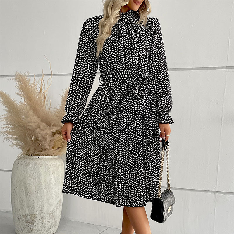 Damen Midi-Kleid mit Taillengürtel und Rüschendetails Shop Nory
