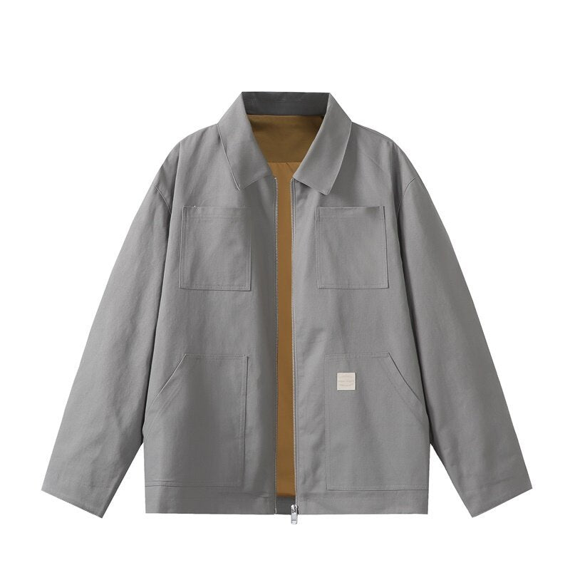 Herren Utility-Worker-Jacke mit durchgehendem Reißverschluss, aufgesetzten Taschen und geradem Schnitt Shop Nory