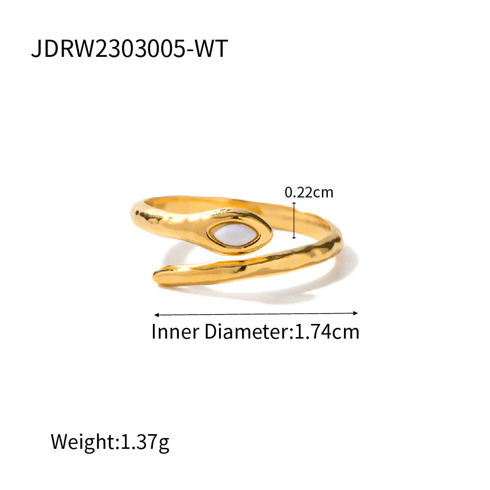 Damen Offener Ring mit elegantem Wellen-Design und hochwertigem Einsatz Shop Nory