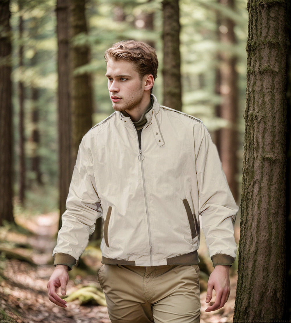 Herren Leichte Bomberjacke mit Stehkragen, Ring-Zipper und elastischem Saum Shop Nory