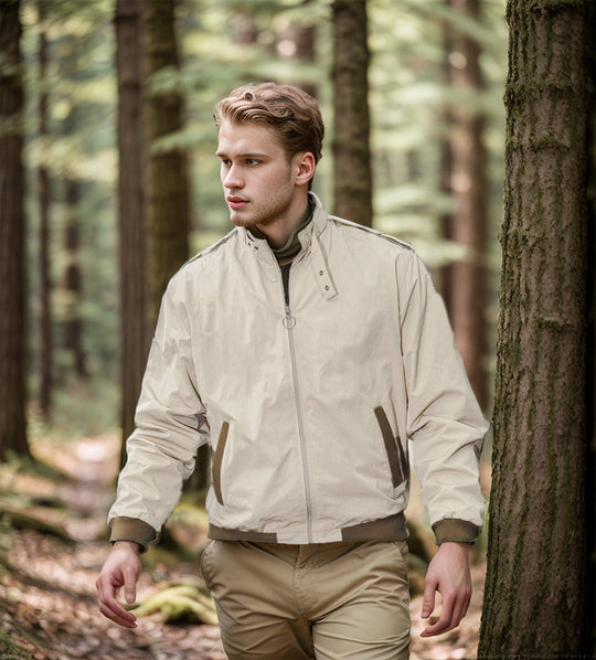 Herren Leichte Bomberjacke mit Stehkragen, Ring-Zipper und elastischem Saum Shop Nory
