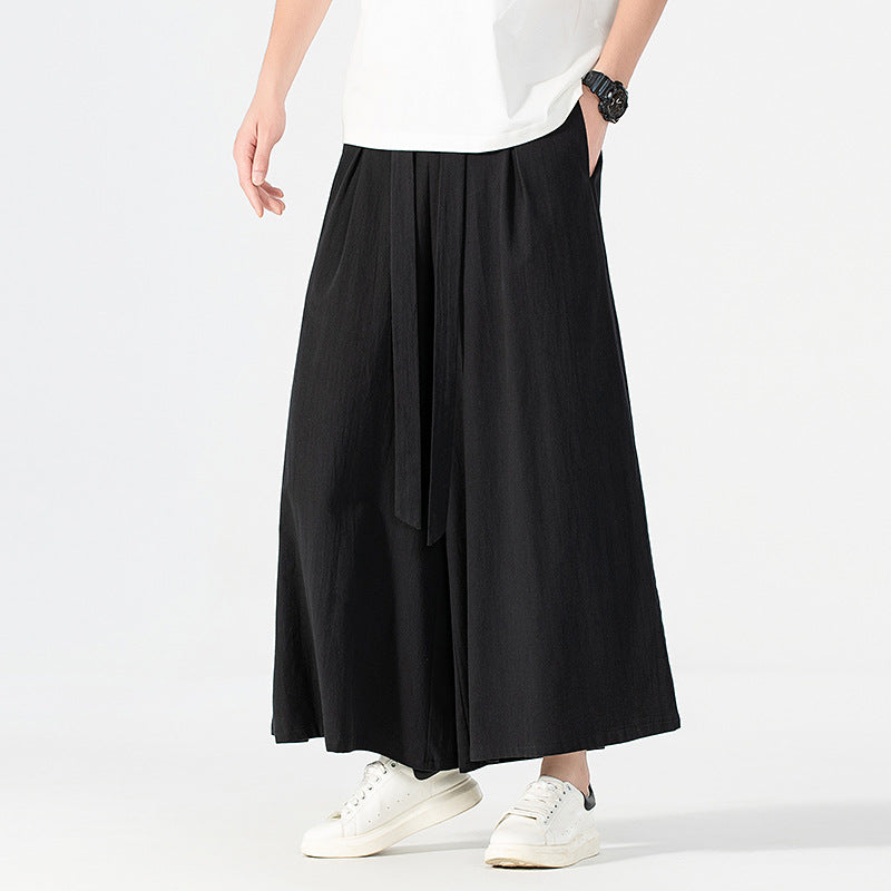 Damen Culotte-Style Hosenrock mit weitem Bein und Bindegürtel Shop Nory
