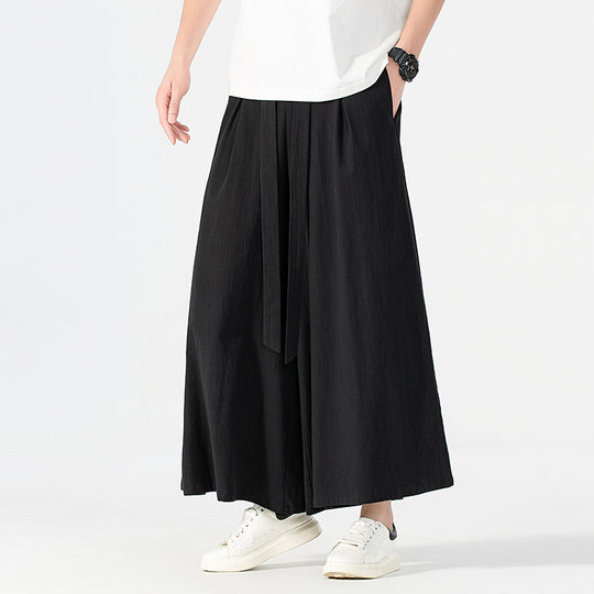 Damen Culotte-Style Hosenrock mit weitem Bein und Bindegürtel Shop Nory