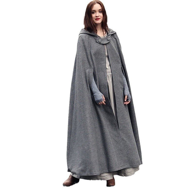 Damen elegante Kapuzenumhang mit verstellbarem Verschluss