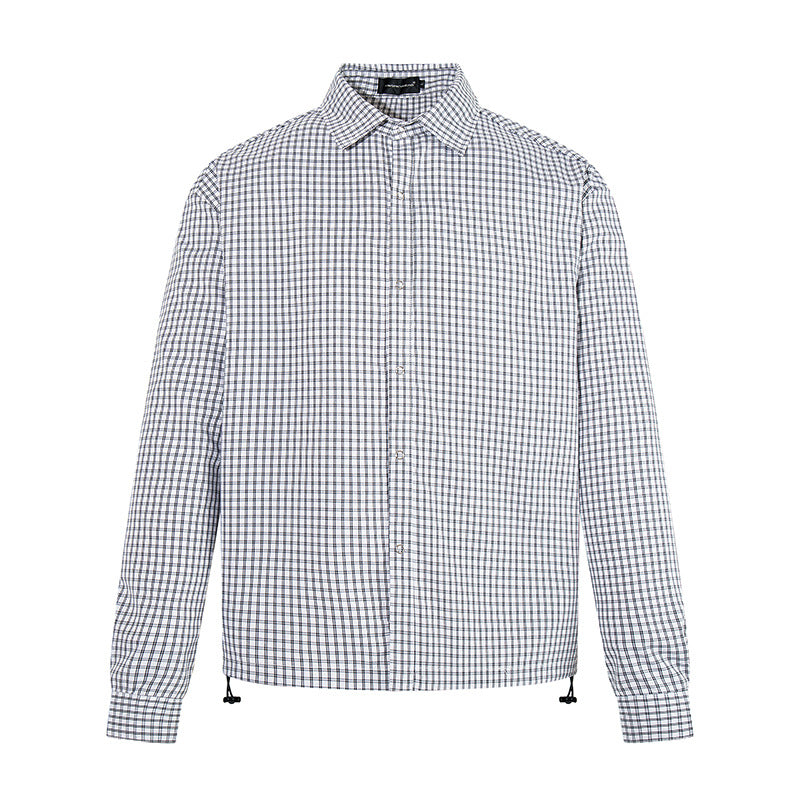 Herren kariertes Hemd mit durchgehender Knopfleiste, verstellbarem Saum und Kentkragen Shop Nory