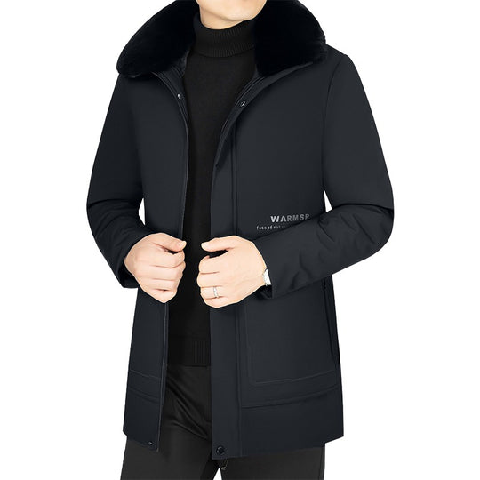 Herren Wärmender Kurzmantel mit abnehmbarem Kunstfellkragen und gesteppter Thermofütterung Shop Nory