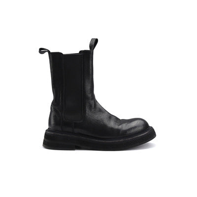 Damen Chunky Chelsea‑Boots aus Glattleder mit gezahnter Plateau‑Sohle und Zuglaschen Shop Nory