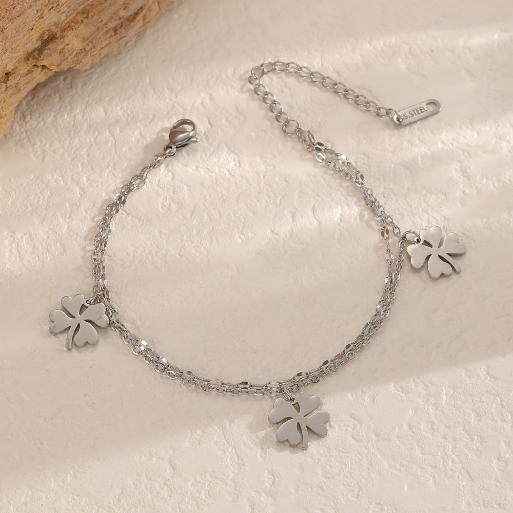 Damen Glücksblatt-Armband aus hochwertigem Edelstahl Shop Nory