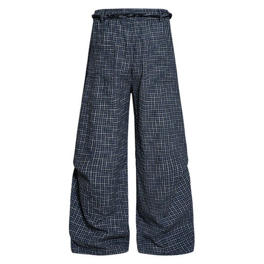 Damen Weite Palazzo‑Hose mit Lagen‑Falten, hohem Bund und dekorativem Kordelgürtel Shop Nory