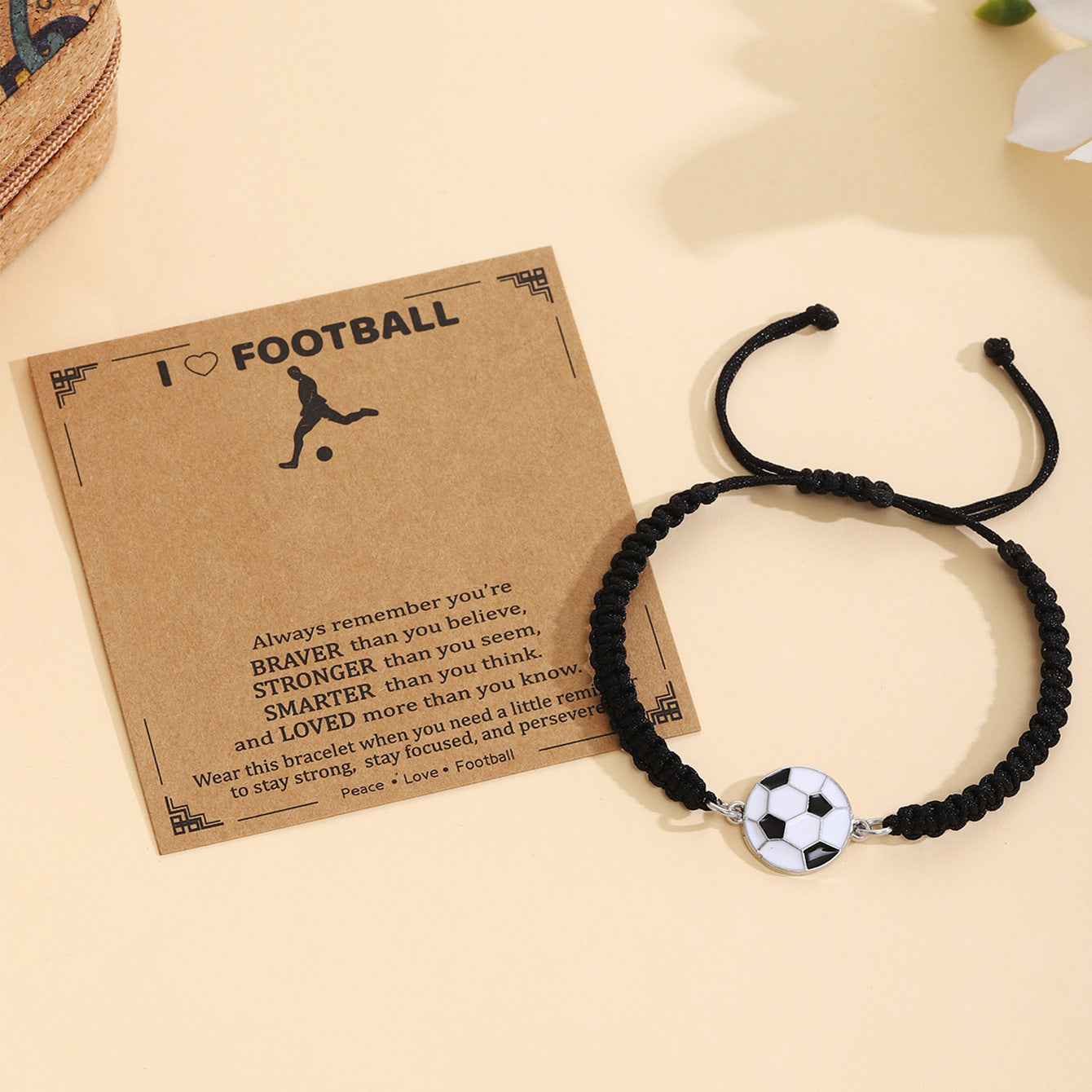 Damenarmband mit Rugby-Motiv und inspirierendem Spruch Shop Nory