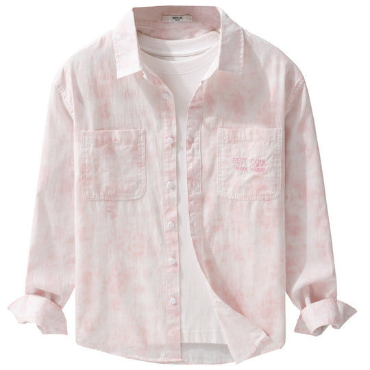 Herren Leichtes Baumwoll-Overshirt mit dezenter Batikoptik, Brusttaschen und Relaxed-Fit Shop Nory