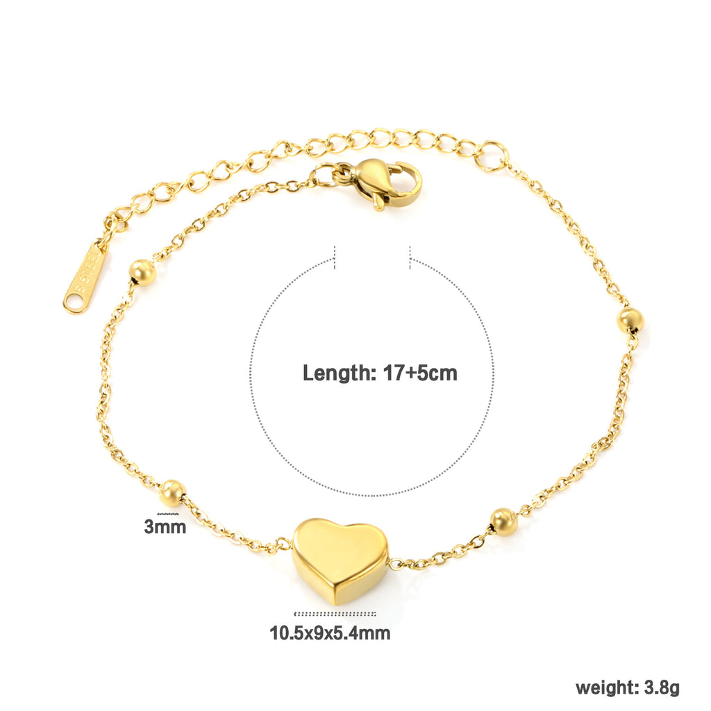 Damen Armband mit herzförmigem Anhänger aus hochwertigem Edelstahl und rosévergoldeter Oberfläche Shop Nory