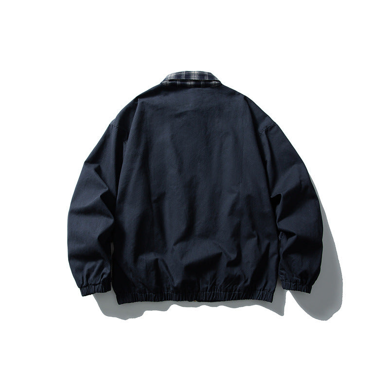 Herren Boxy-Canvas-Blousonjacke mit kariertem Hemdkragen und elastischem Saum Shop Nory