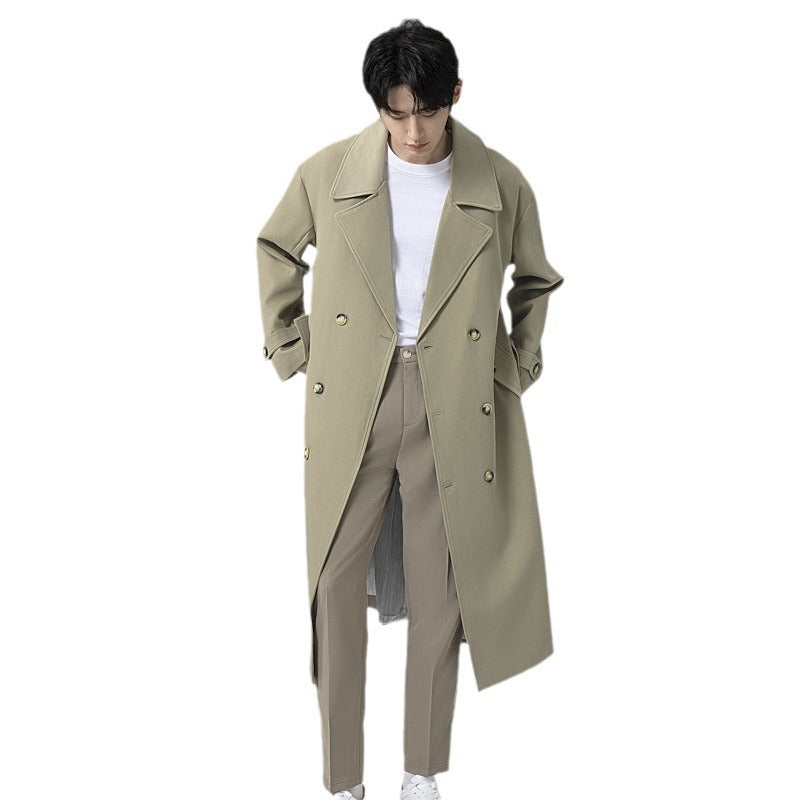 Herren Maxilanger Trenchmantel mit taillierendem Gürtel und minimalistischer Silhouette Shop Nory