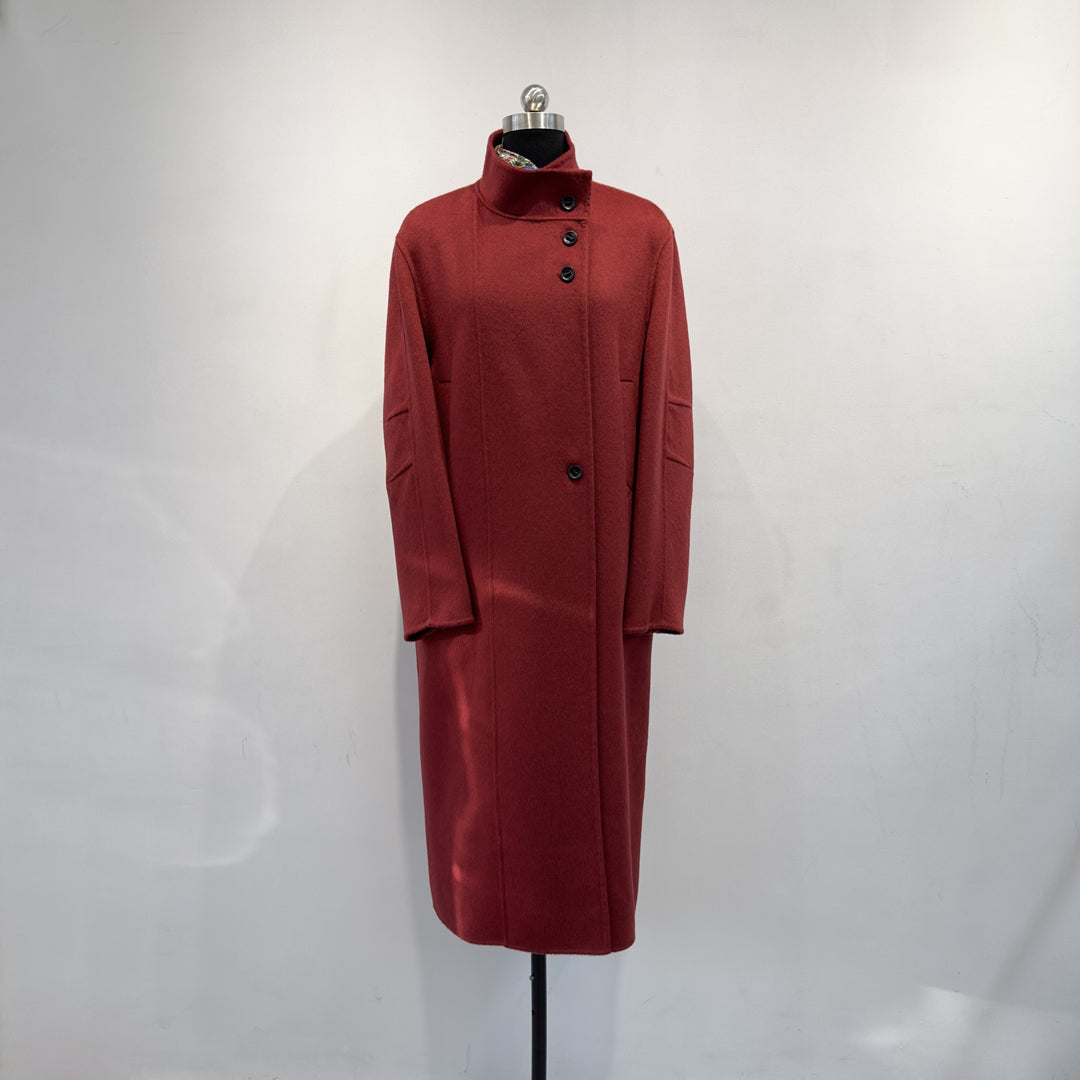 Damen maßgeschneiderter Longline-Wollmischmantel Shop Nory