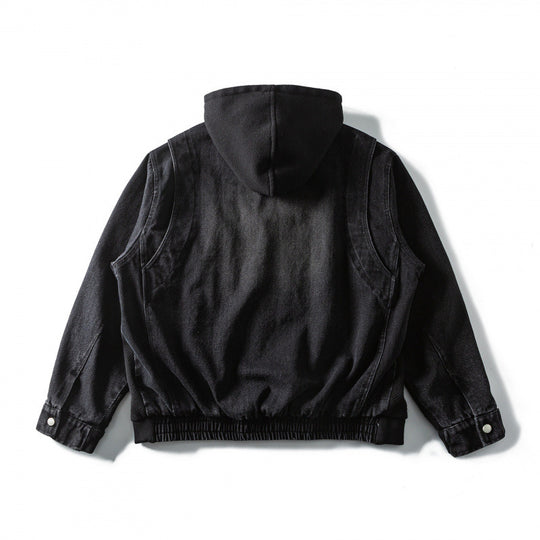 Unisex Boxy-Kapuzenjacke aus strukturierter Baumwollmischung mit durchgehendem Reißverschluss und Pattentaschen Shop Nory