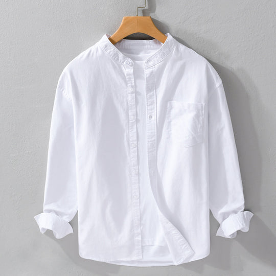 Herren Stehkragen-Overshirt aus Baumwollmix mit tonaler Brusttasche und Soft‑Touch Shop Nory