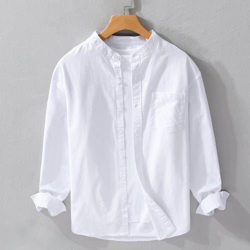 Herren Stehkragen-Overshirt aus Baumwollmix mit tonaler Brusttasche und Soft‑Touch Shop Nory