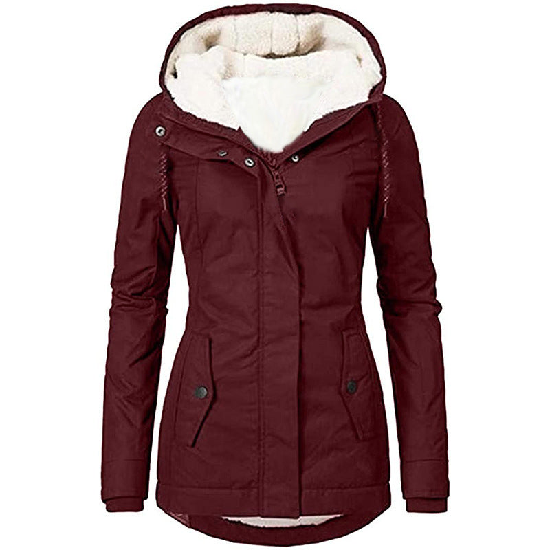 Damen Wasserabweisender Parka mit Teddyfutter, Kapuze und Taillierter Passform Shop Nory