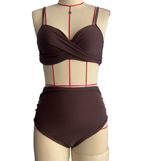 Damen High-Waist Bikini mit Leo-Muster