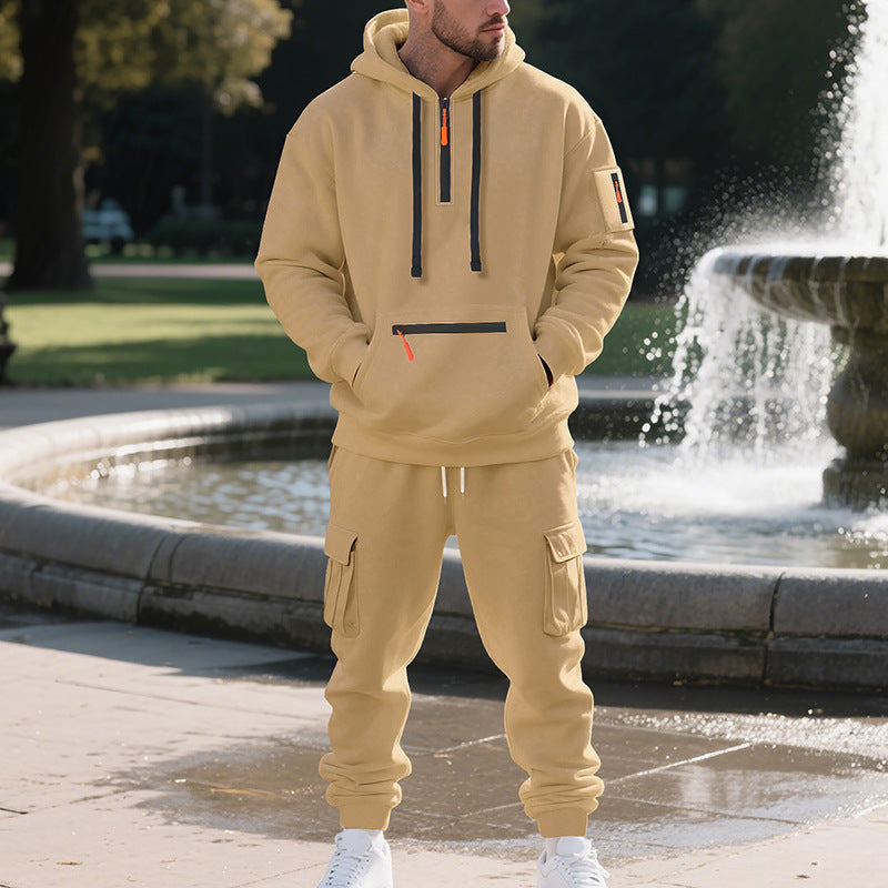 Herren nan Urbaner Cargo-Jogginganzug mit Kapuzenhoodie und Reißverschlusstaschen Shop Nory