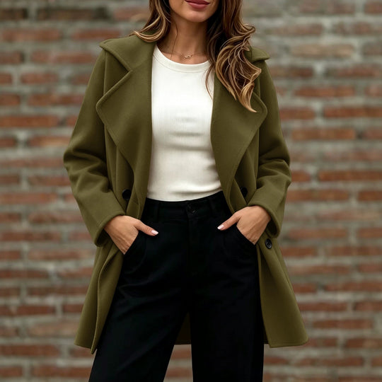 Damen Doppelreihiger Wollmantel mit Oversize-Revers Shop Nory