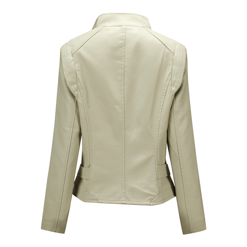Damen Figurnahe Bikerjacke aus Kunstleder mit asymmetrischem Reißverschluss und taillierendem Schnitt Shop Nory