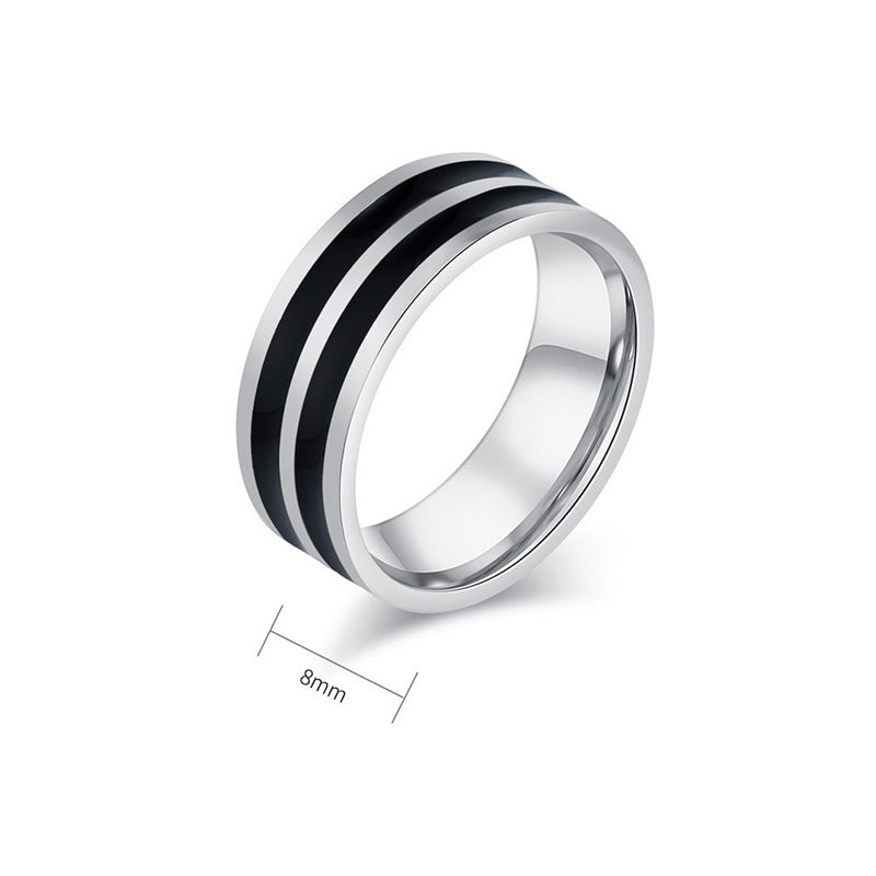 Herren Ring mit elegantem Edelstahl- und schwarzem Akzent-Shop Nory
