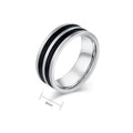 Herren Ring mit elegantem Edelstahl- und schwarzem Akzent-Shop Nory