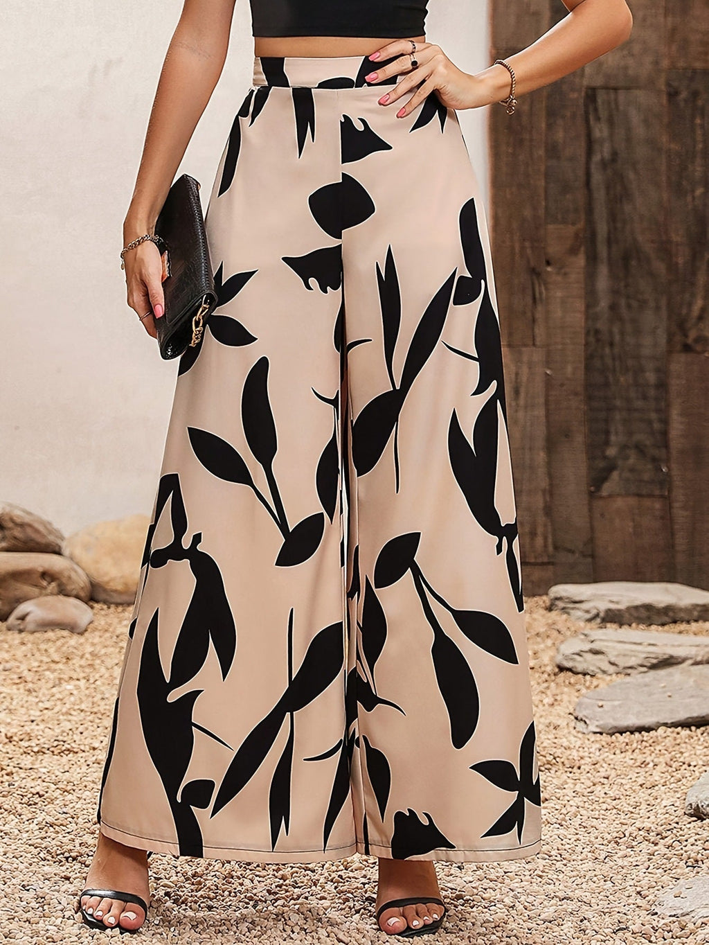Damen Hochtaillierte Sommerhose mit floralem Druck