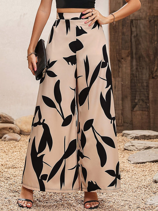 Damen Hochtaillierte Sommerhose mit floralem Druck